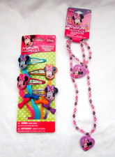 Disney Minnie Mouse 6pc Hair Accessory Kit 4 Hair Snaps,Necklace, Bracelet-New 2