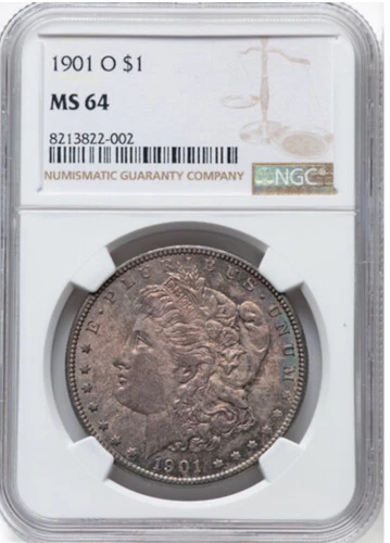 1901-O $1 MS64 NGC-Morgan Silver Dollar-Even Colorful Toning Both Sides