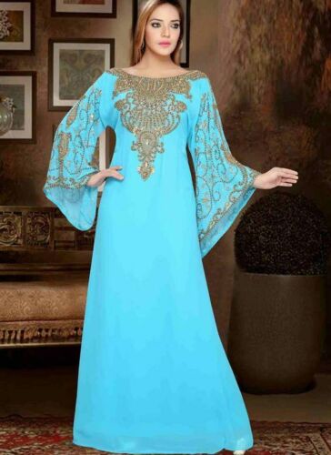 Embutido chatarra seguridad Lujo Moderno Árabe Islámico Caftán Farasha Exclusivo para Mujer Ropa  Vestido | eBay
