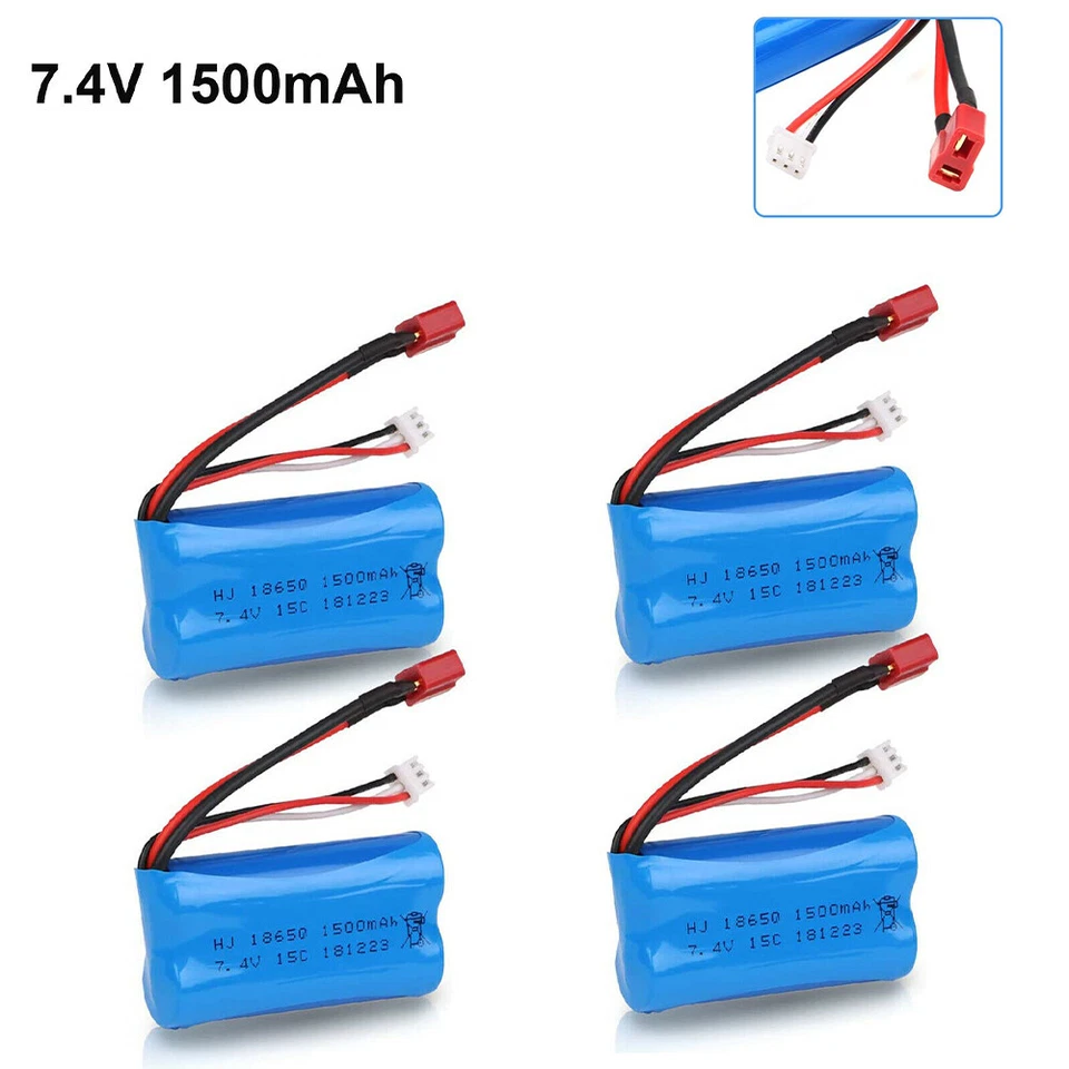 Batería recargable Lipo 7.4V 1500mAh para coches de radiocontrol WLtoys 4x4 12403 12401 12402 Foto 2 de 4