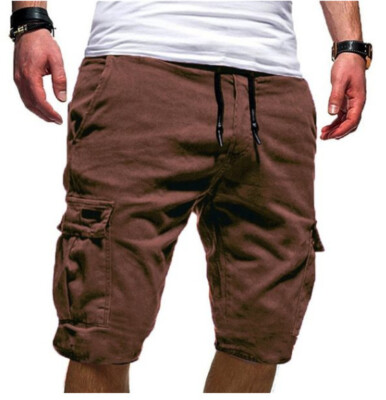 Men Casual Chino Cargo Shorts Pants 6-Pockets Summer Beach Trousers
