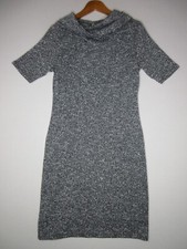 Loft Womens Pullover Cowl Neck Spacedye Bodycon Dress Short Sleeve Size M Gray