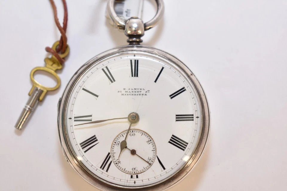 1885 H. Samuel 曼彻斯特怀表纯银 16s 7J Fusee — 第 2/4 张图片