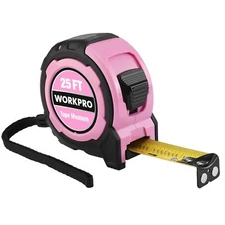 WORKPRO 25FT Pink Magnetic Tape Measure Retractable Measuring Tape 1/8 Fractions