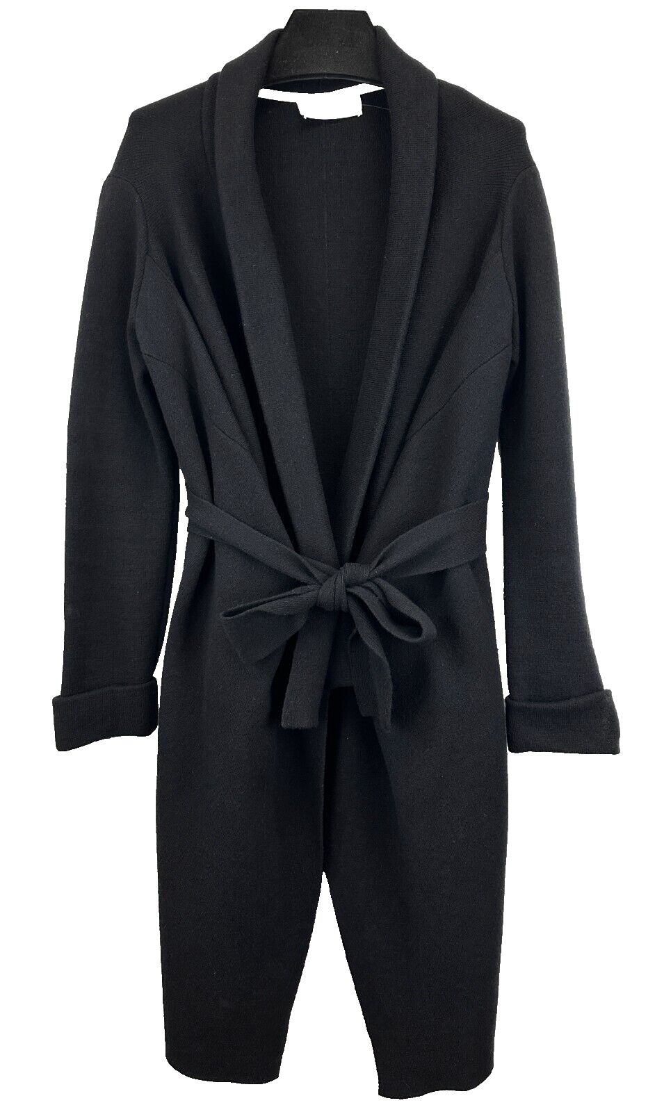 YVES SAINT LAURENT Giacca Cappotto Cashmere Lana Alpaca Grande Maglia Nera Frontale Aperto