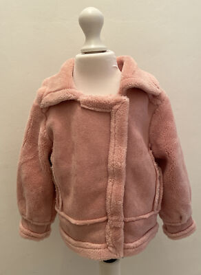 Viasa Kidswear Girls Pink Fur Lined Aviator Jacket Age 6-7 Years