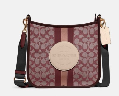 ショルダーバッグ・ポシェット COACH Dempsey File Bag In Signature Jacquard CA195 Coach CA195 Dempsey File Bag Signature Jacquard With Stripe