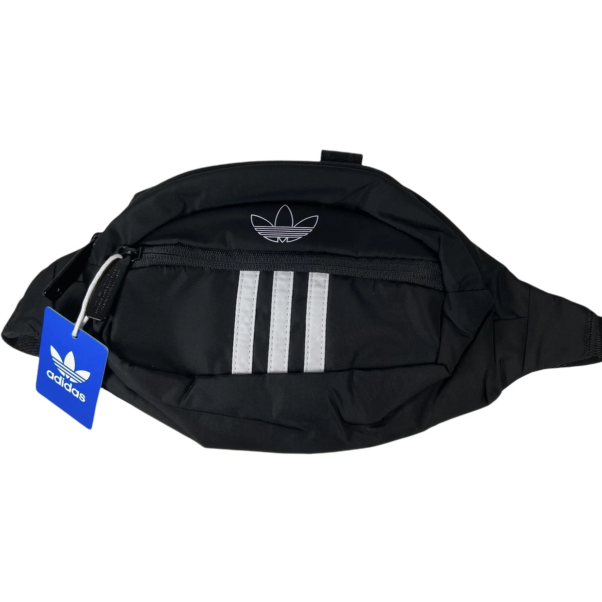 NWT Adidas Originals National 3 Stripes Unisex Waist Bag Fanny Pack Black  White