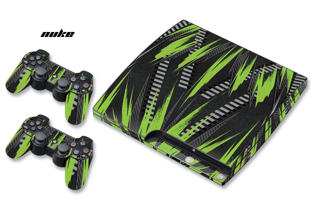 Skin Decal Wrap For PS3 Slim PlayStation 3 Console + Controller Nuke Green  | eBay