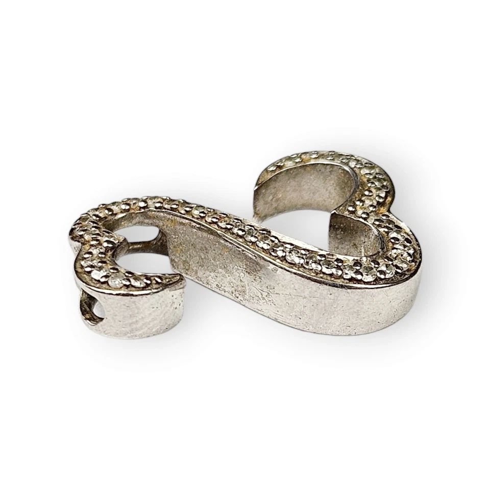 Colgante Diamante Doble Corazón Abierto Esterlina Pave Lab Creado Plata 925 JWBR 3/4" Foto 3 de 4