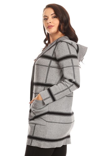 Women's Black Faux Fur Suede Knit Open Cardigan Sweater Jacket - Imagen 3 de 5