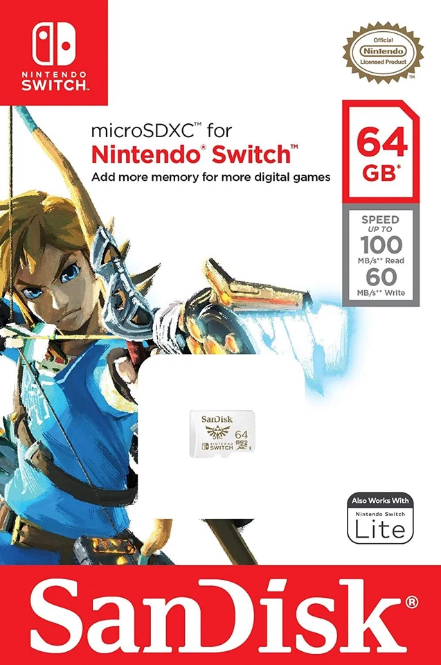 MEMORY CARD NINTENDO SWITCH SanDisk MicroSDXC 64GB UFFICIALE MICRO SD MEMORIA