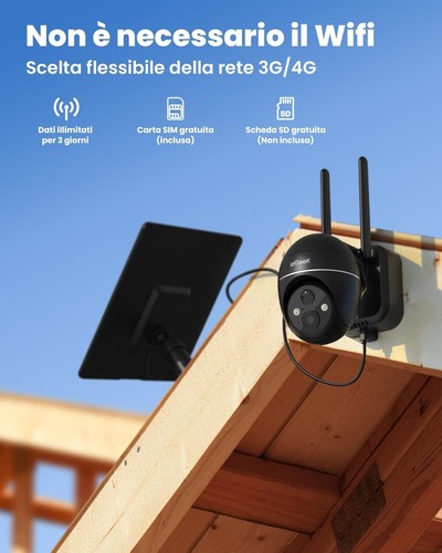 ieGeek 4G LTE Videocamera Sorveglianza Esterna con Pannello Solare, 2K 3MP Ultra - Picture 2 of 9