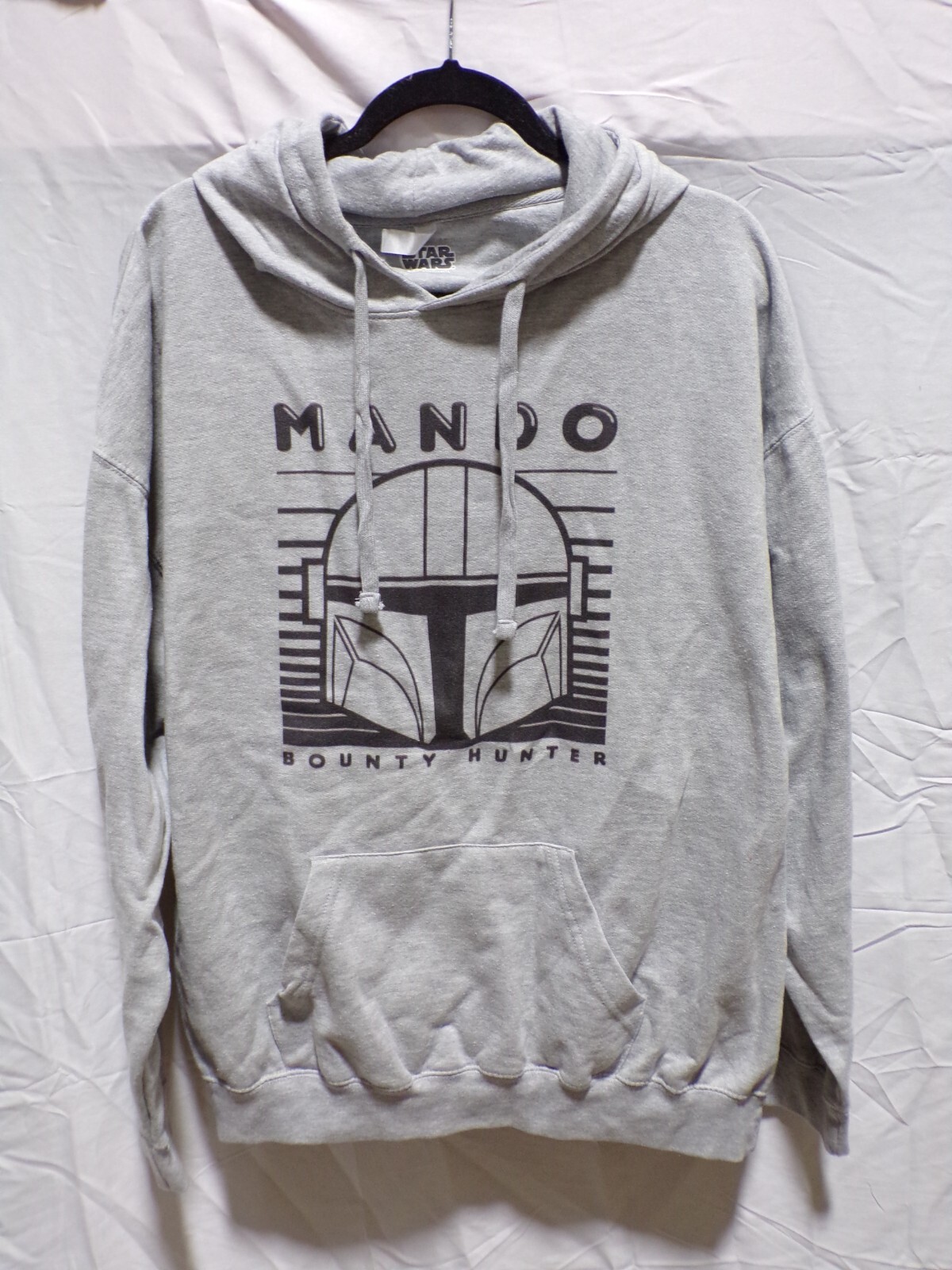 Star Wars Mandalorian MANDO Bounty Hunter Design Hoodie Gray Men's