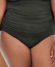 Lauren Ralph Lauren Womens Plus Shirred Swim Bottoms Olive Green Size 18W NWT