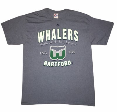 Majestic Hartford Whalers NHL Vintage Hockey Gray Graphic T Shirt Mens Sz L | eBay