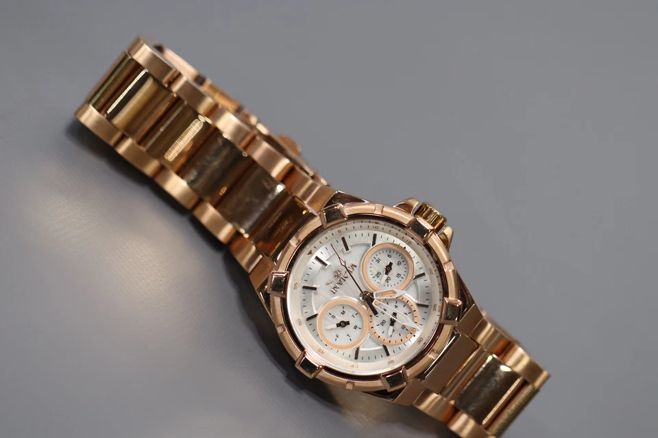 INVICTA Aviator Lady 36 mm acero inoxidable oro rosa blanco + esfera plateada VH63 Foto 3 de 4