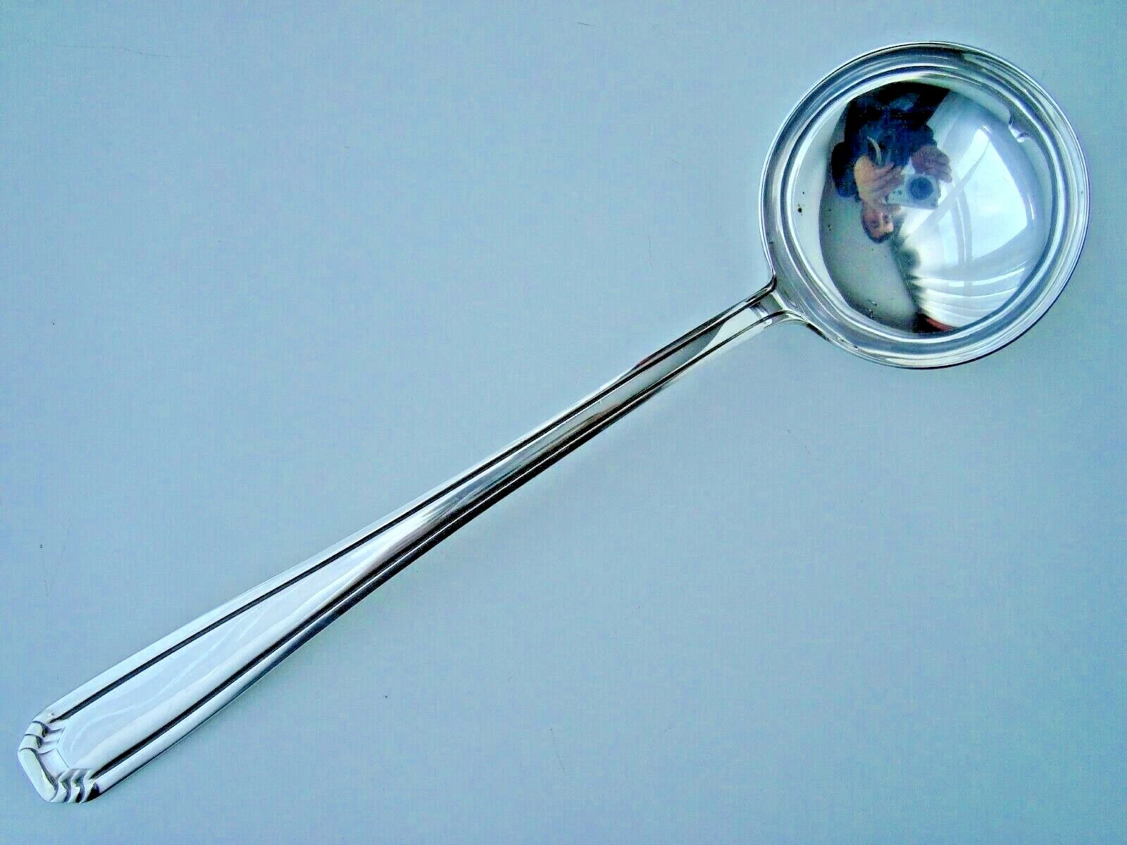 VINTAGE FRENCH ART DECO STYLE ERCUIS SILVER PLATED CONTOURS SOUP LADLE 12 3/4''