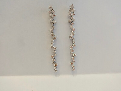 Rare Unique BRILLIANT Stud Earrings 50 Diamonds 1.88 Carat 750 Gold.