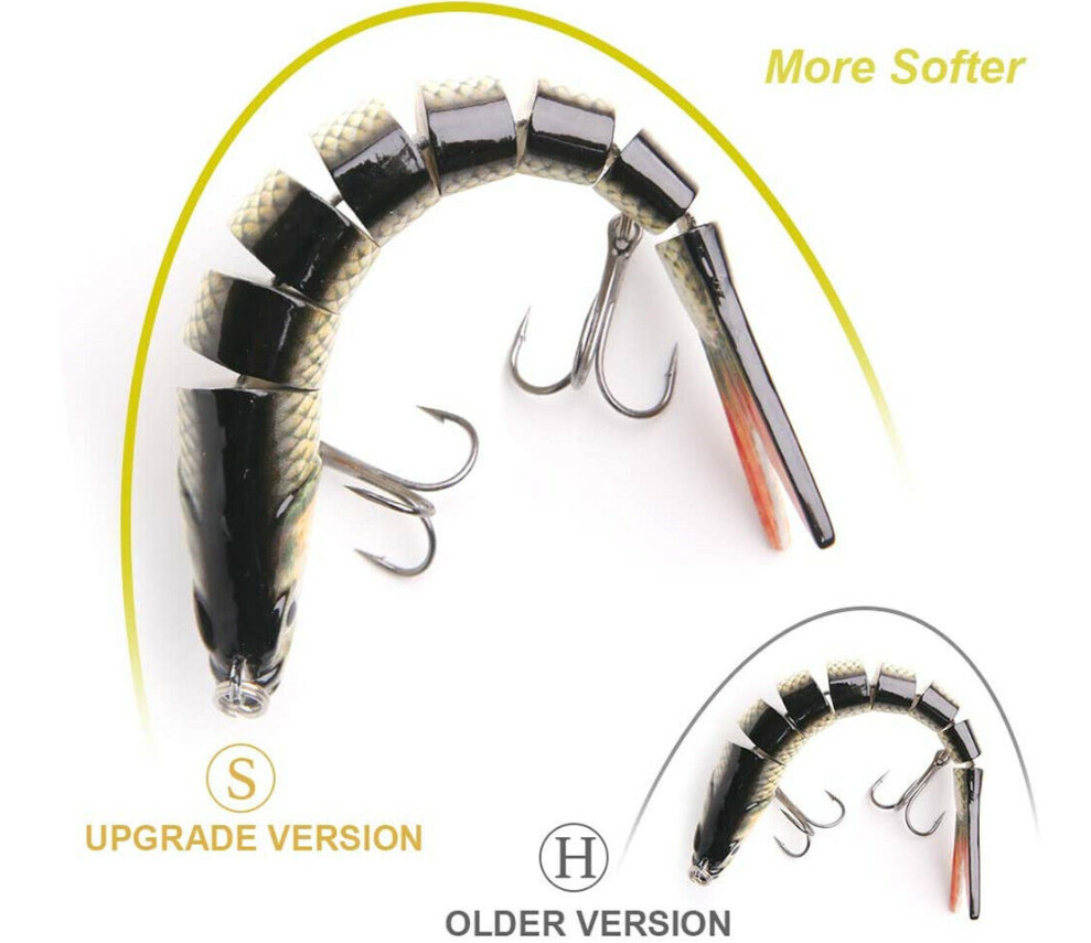  Fishing Lures 8-Segments Fish Bass Minnow Swimbait Tackle Hook Lure Crank Bait - Image 4