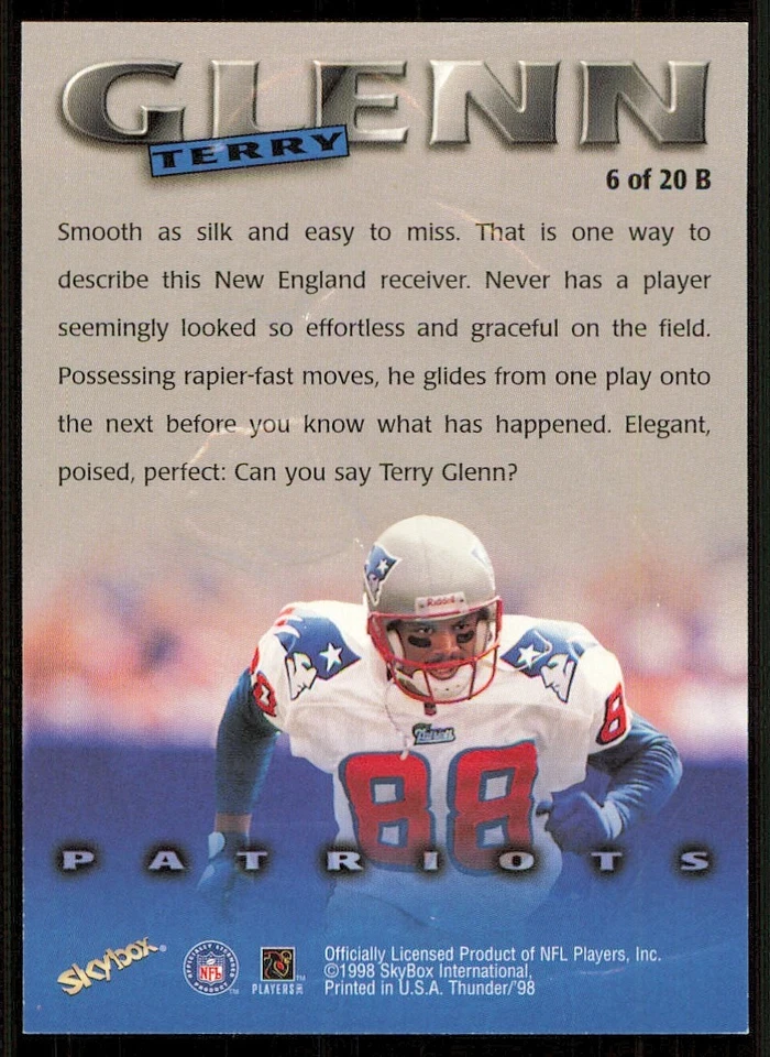 1998 SkyBox Thunder Boss #6B Terry Glenn - Image 2 of 2