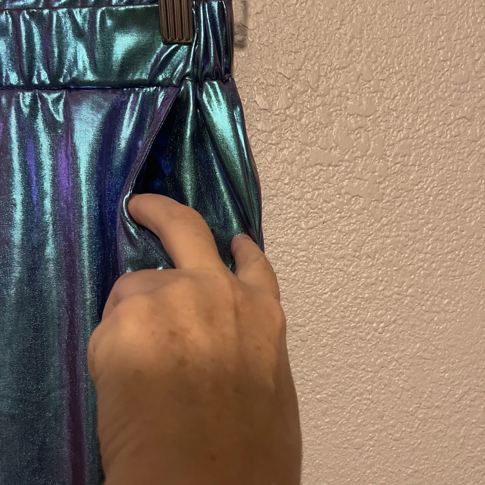 Unbranded Metallic Aqua Joggers Festival Rave Size Medium - Image 4 of 4