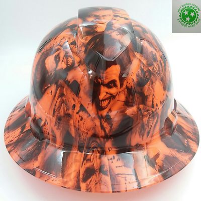 FULL BRIM Hard Hat custom hydro dipped NEW SINISTER JOKER ORANGE HOT NEW 