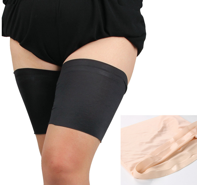 Pair of self-supporting anti-chafing thigh garters fabric BLACK or