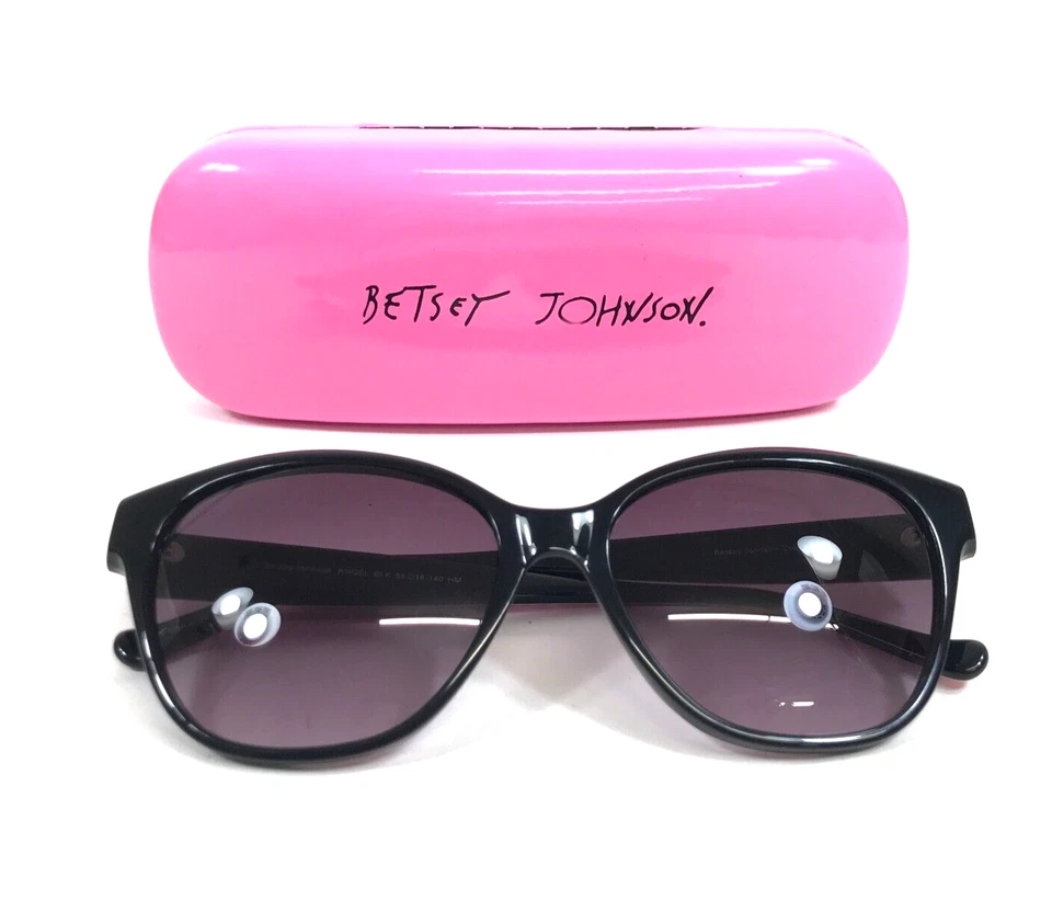 Betsey Johnson Sunglasses ANGEL BLK Black Cat Eye Frames Purple Gradient Lenses - Image 2 of 4