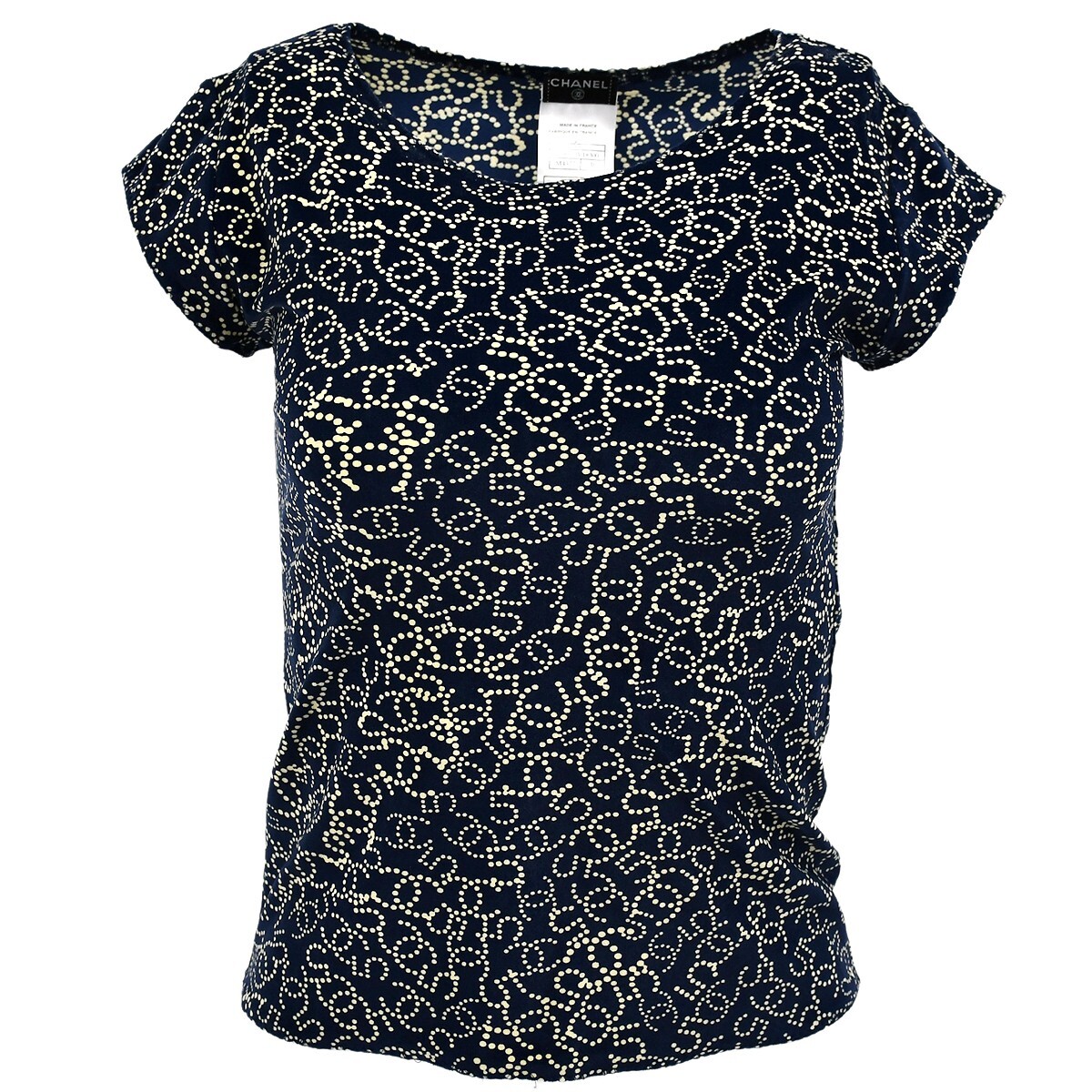 ♡シャネル　トップス38♡ Chanel Short Sleeve T-shirt Top Navy 06P #38 162829 | eBay