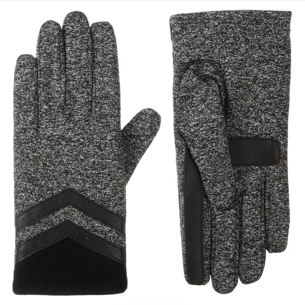 isotoner Women's Spandex Gloves with Rib Knit, Black Heather, L/XL, $52