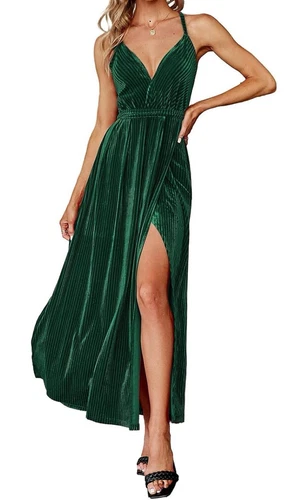 BerryGo Deep V Neck Backless Maxi  Dress SZ Small