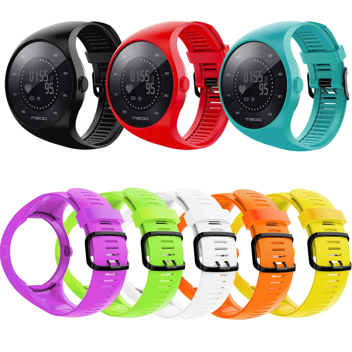 Watch Strap Soft Silicone Wrist Band Bracelet Replacement For Polar M200 Watch