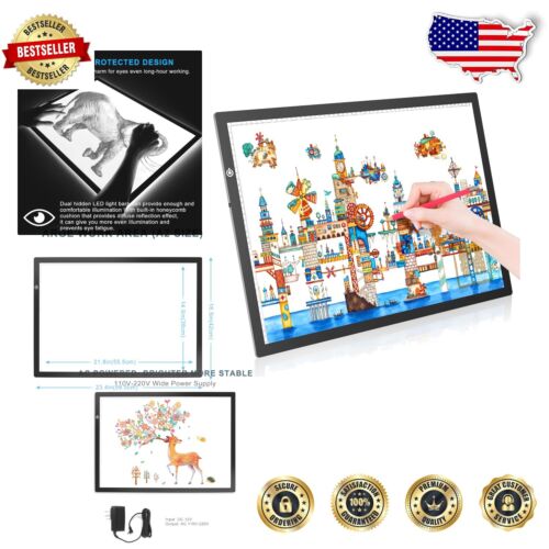 A2 LED Light Tracing Board - Ultra-Thin Dimmable Art Pad for Sketching & Drawing