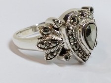 Size P & 1/2 Sterling silver 925 ladies ring Marcasite stones vintage stunning