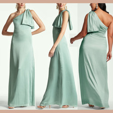 NWD 285 Sachin Babi 4 Chelsea One Shoulder Crinkle Gown Green U1721