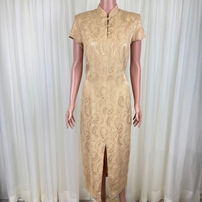 loose gold dress Zapakasa Women Metallic Satin Gold Prom Dress with Slit A Line Pleated V  Neck Long Formal Dress