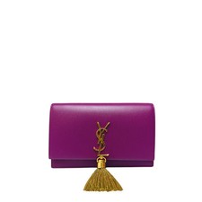 YSL Vintage Leahter Purple Kate Tassel Chain Shoulder Bag