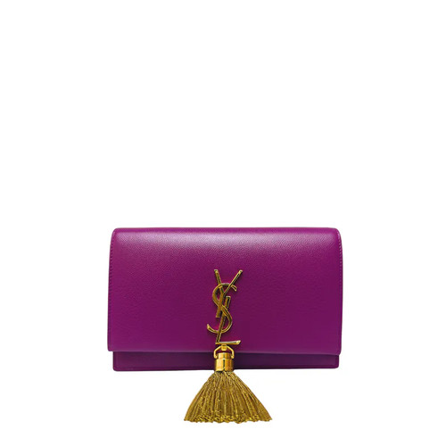 YSL Vintage Leahter Purple Kate Tassel Chain Shoulder Bag