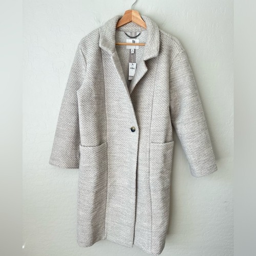 Banana Republic langer Strick Wollmischung Twill Mantel meliert grau Medium NEU - Bild 6 von 13