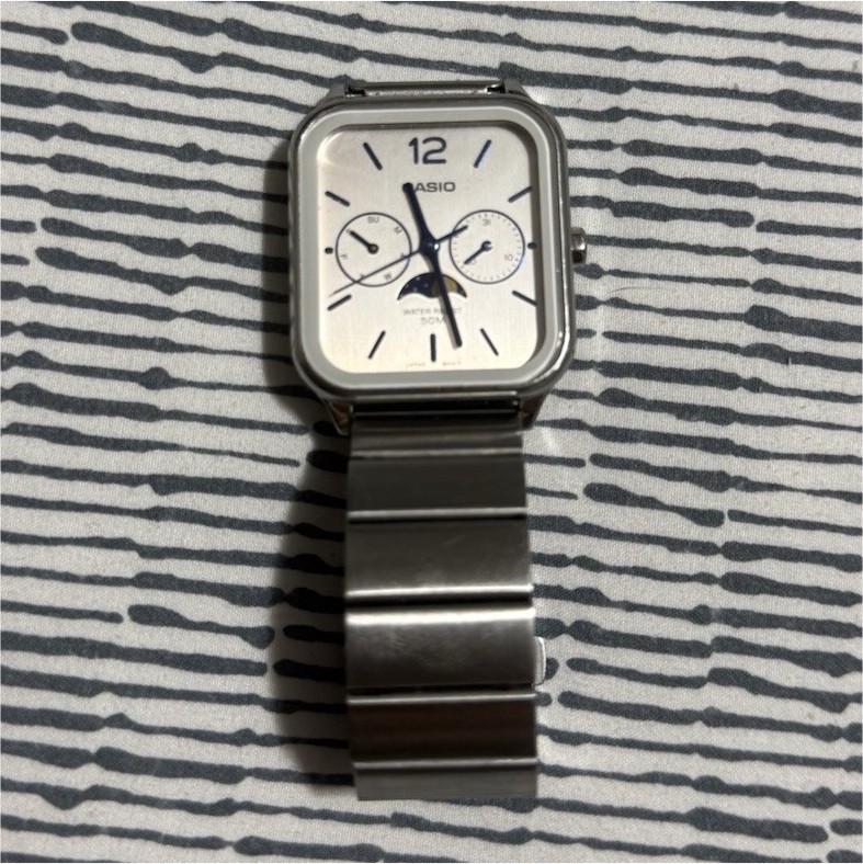 Casio MTP-M305L-1A | Moonphase Analog Watch | Vintage Square Design | Multi-Dial
