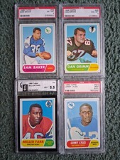 1968 TOPPS FOOTBALL LOT-BAKER, MILLER FARR, LYLES, DAN GRIMM, GAI/PSA 5.5, 6, 9