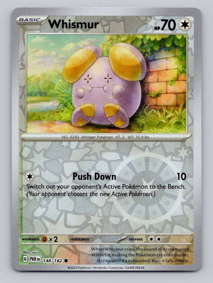 Whismur 148/182 Common Paradox Rift Pokemon Reverse Holo Near Mint