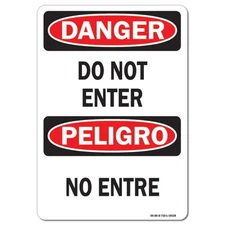 Do Not Enter Bilingual ANSI Danger Sign Metal Plastic Decal