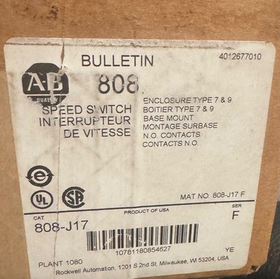 NEW SEALED ALLEN BRADLEY  808-j17 zero speed Switch NEW