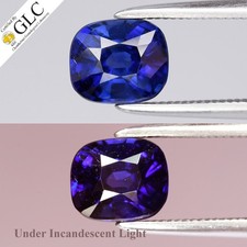  GLC CERTIFIED 1.26ct VS Cushion Natural Color Change Sapphire - Heated, Gem