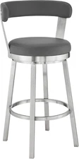 Kobe 26" Counter Height Swivel Bar Stool in Brushed Stainless Steel Finish and G