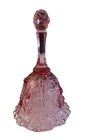 Fenton Glass Hand Bell Cranberry Pink  3-D Roses Ruffled Edge 6”x4.5”