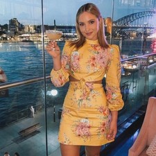 Zimmermann Zinnia Dress Size 2 / 12 AU / 8 US Bow Cut Out Mini Yellow Floral