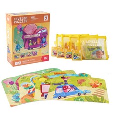 TOI Leveled Puzzles for Kids Aged 2.5 and 9.45x7.87x3.15 inch, Multi-color